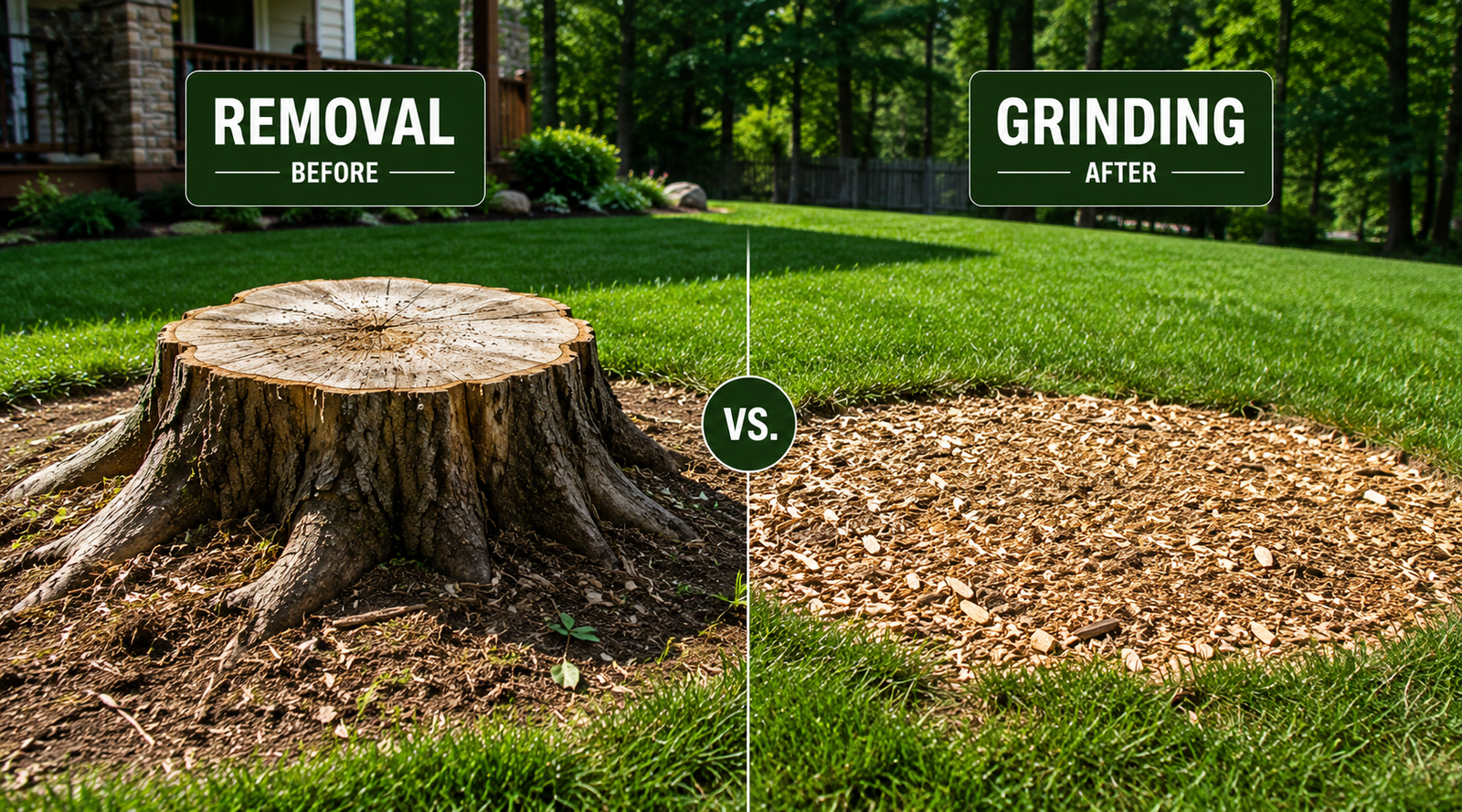 Stump grinding versus full stump removal comparison